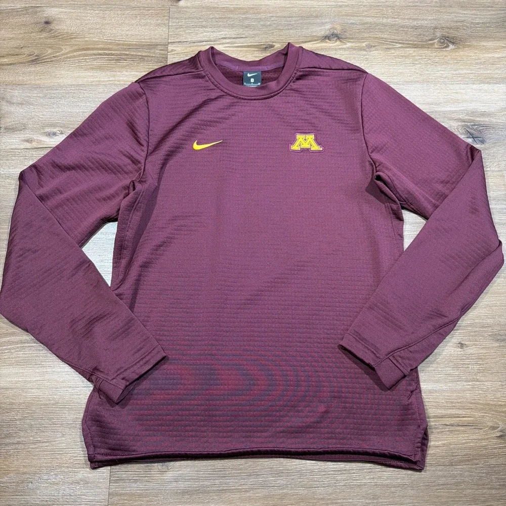 Nike Men's SMALL Minnesota Golden Gophers Waffle Fleece Sweatshirt Red Thermal